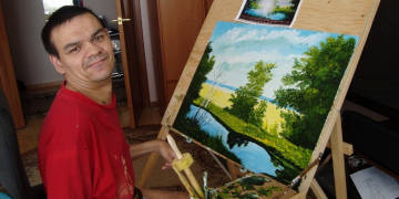 Ренат Мусин, художник, живопись, парализованный ДЦП, известный автор