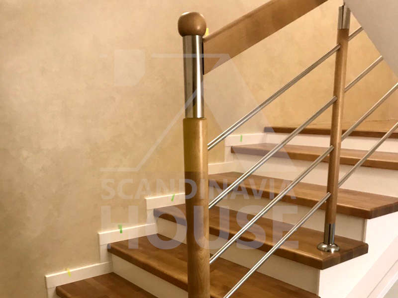 Лестница деревянная, из массива берёзы, ступени из щита срощенного